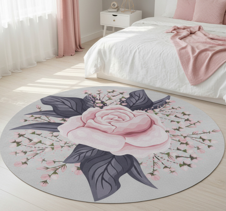 Floral vinyl rug with stunning pink design - TenStickers