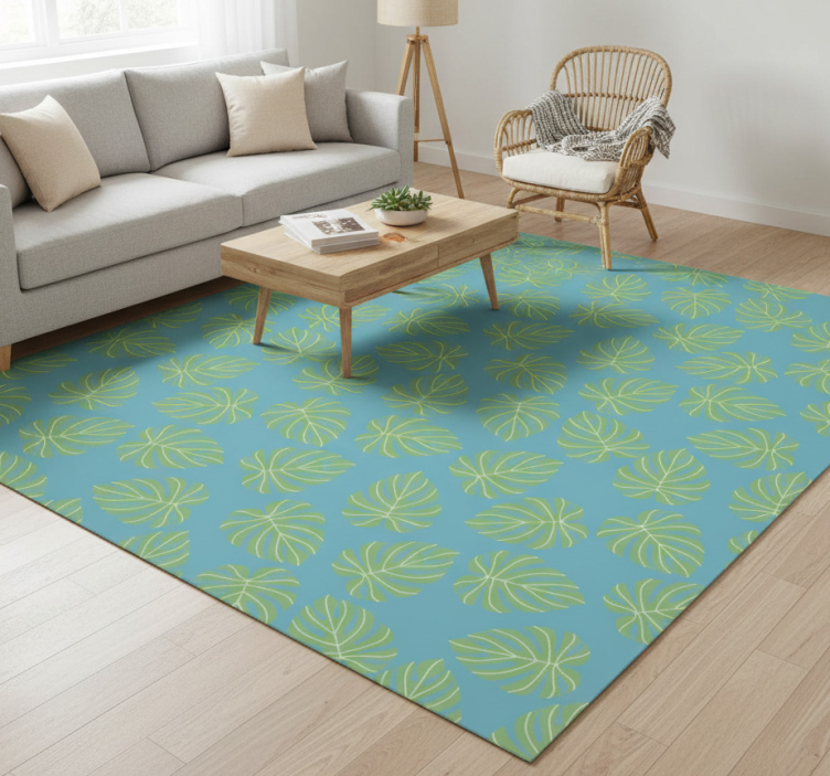 Floral vinyl rug with summertime green leaves design - TenStickers