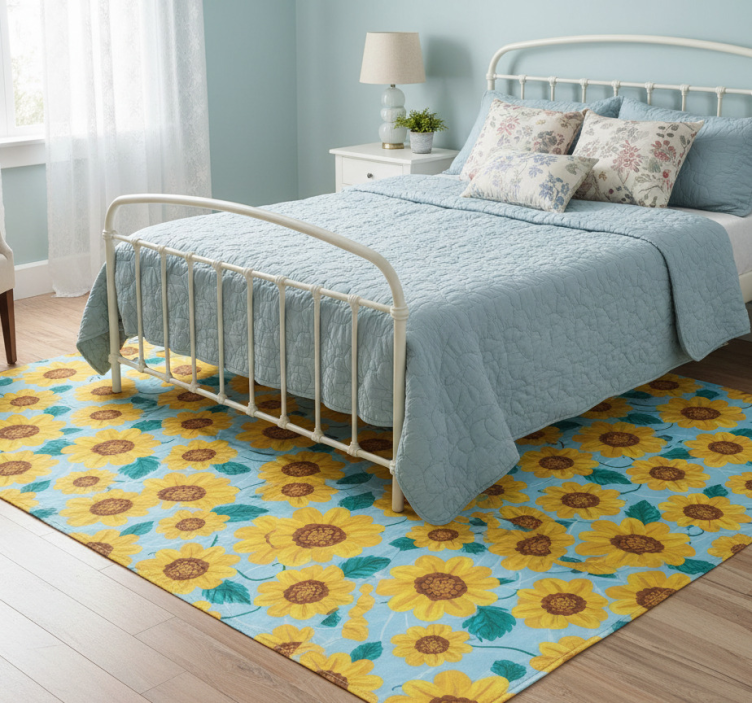 Floral vinyl rug with sunflower patterns - TenStickers