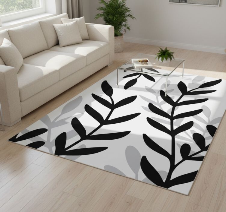 Floral vinyl rug with translucent plant design - TenStickers