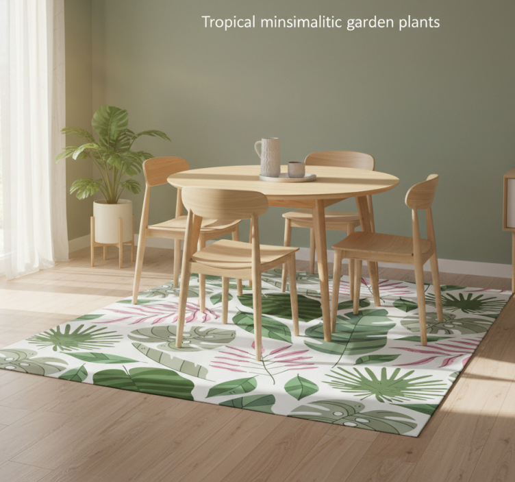Floral vinyl rug with tropical minimalist plants - TenStickers