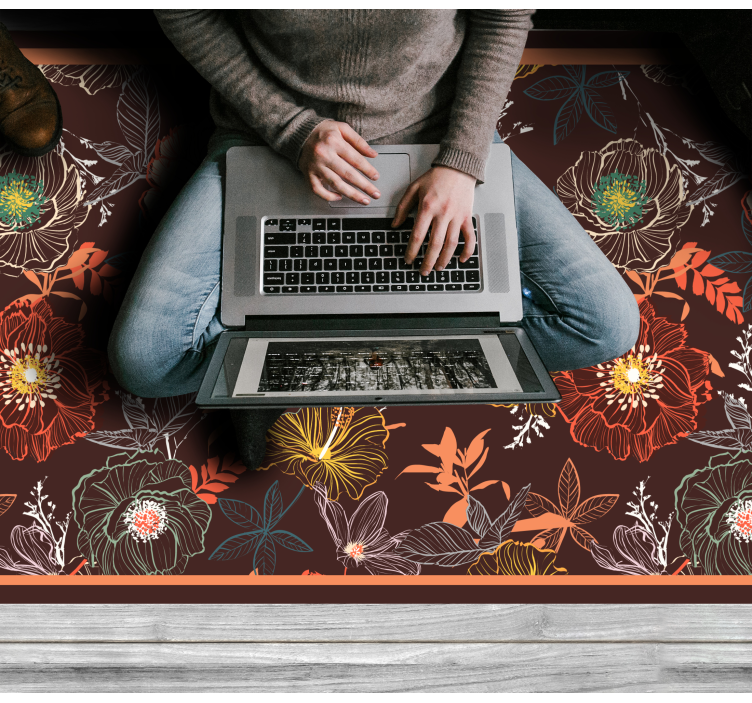 Floral vinyl rug with vintage burst pattern - TenStickers