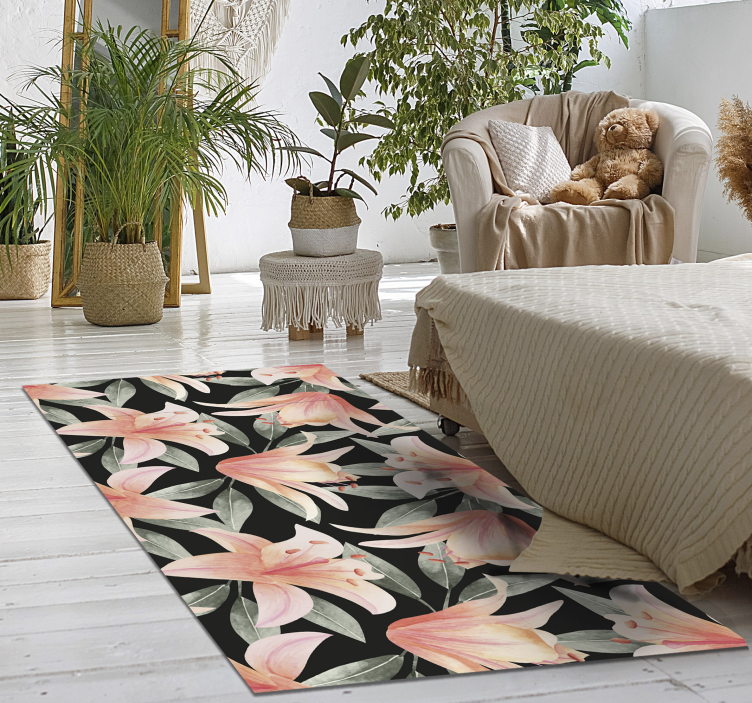 Floral Zephyr Visuals floral vinyl rug - TenStickers