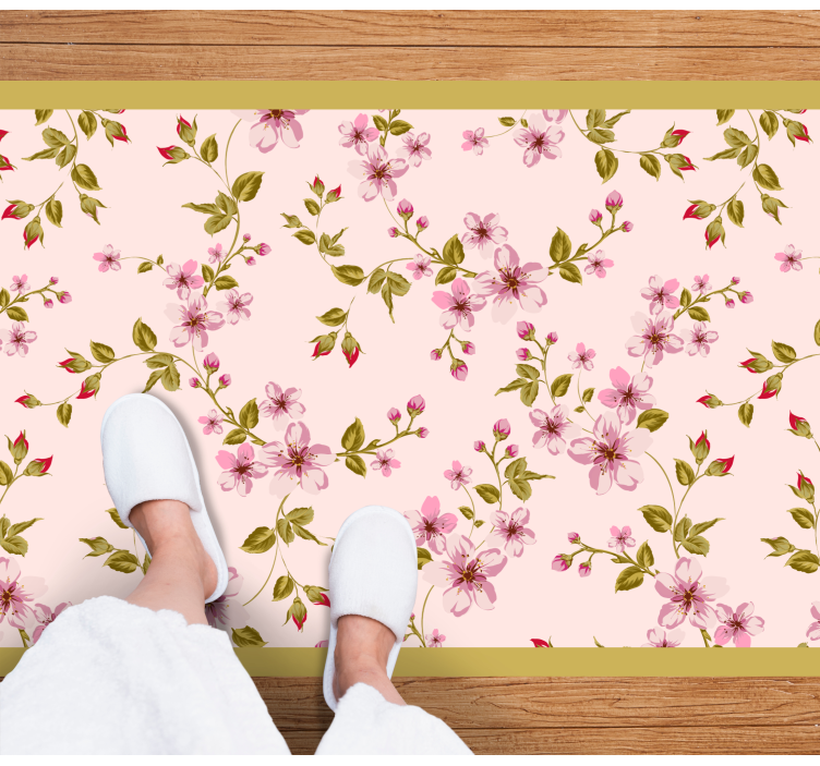 Botanical Bloom Element floral vinyl rug - TenStickers