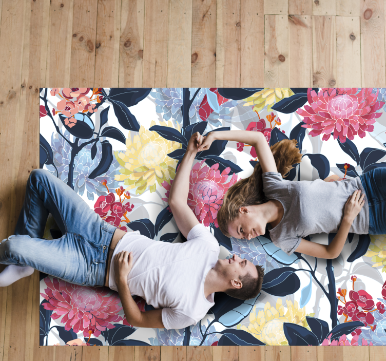Floral Composition Detail floral vinyl rug - TenStickers