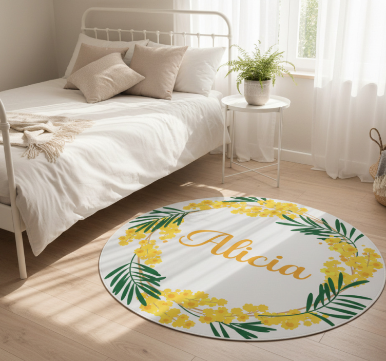 Flower rug mimosa rounded adhesive - TenStickers