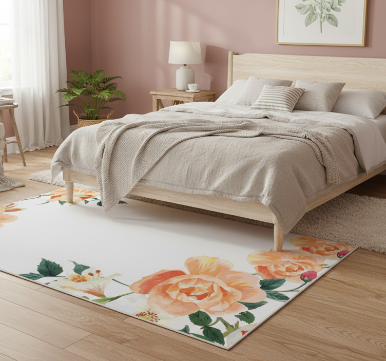 Flower rug peach rose arrangement - TenStickers