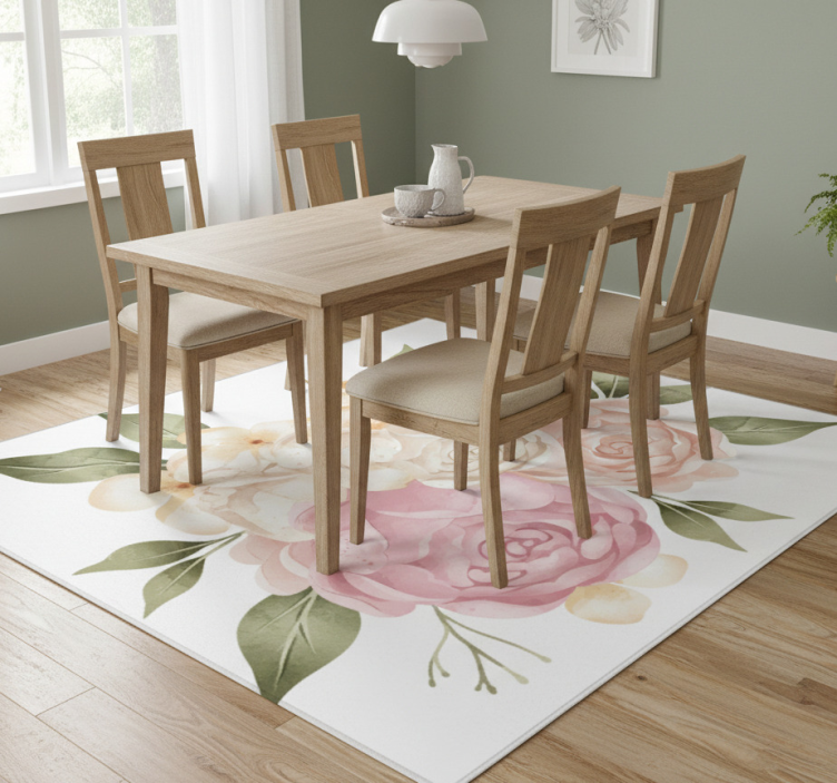 Flower rug watercolor peony design - TenStickers