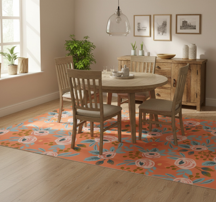 Flower rug watercolor roses design - TenStickers