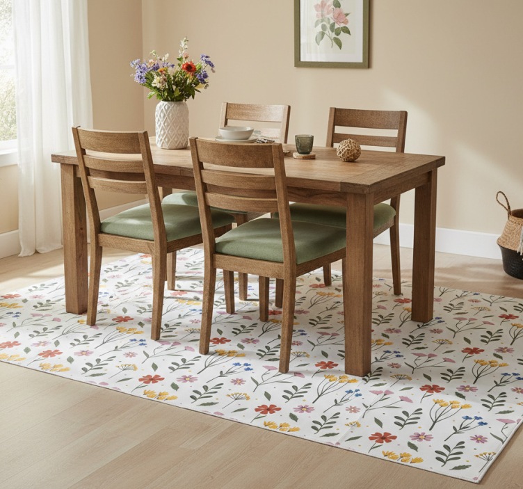 Flower rug with colorful garden floral pattern - TenStickers