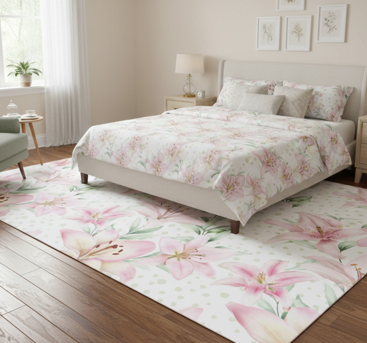 Flower rug with elegant lily designs - TenStickers