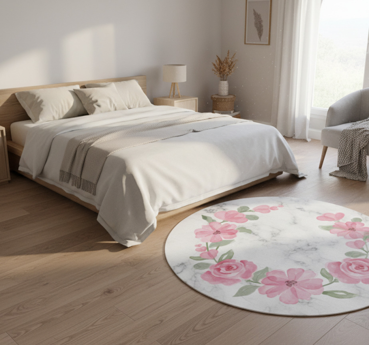 Flower rug with floral crown and marble - TenStickers