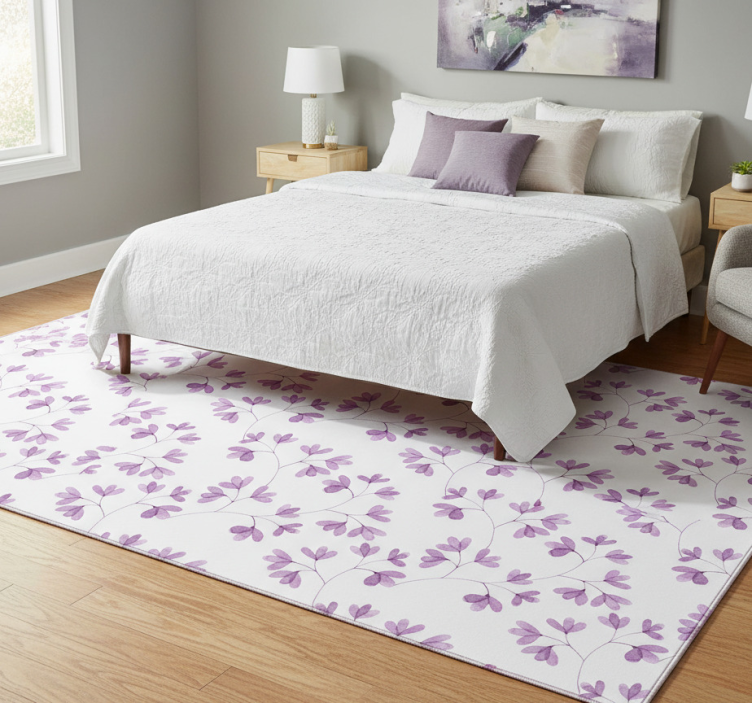 Flower rug with purple floral design - TenStickers