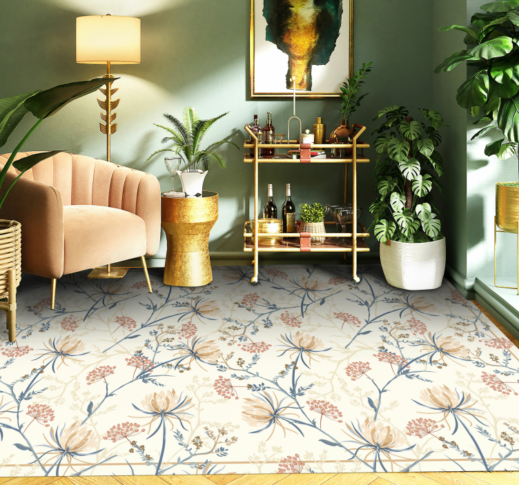 Flowers chinoiserie style roses carpet - TenStickers