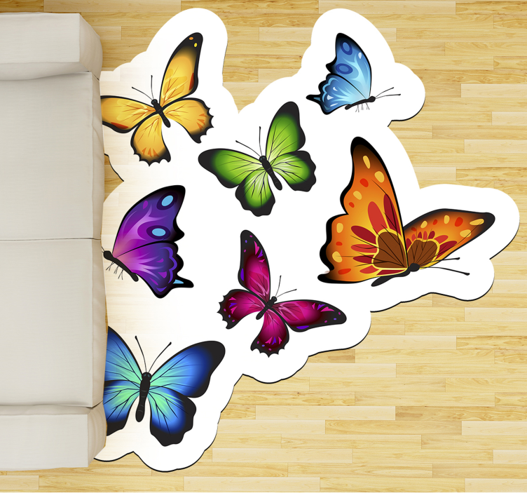 Flying Colourful Butterfly Collection Rug - TenStickers