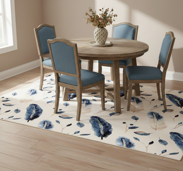 Flying leaves and feathers floral vinyl rug - TenStickers