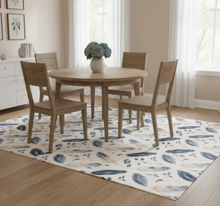 Flying leaves and feathers floral vinyl rug - TenStickers