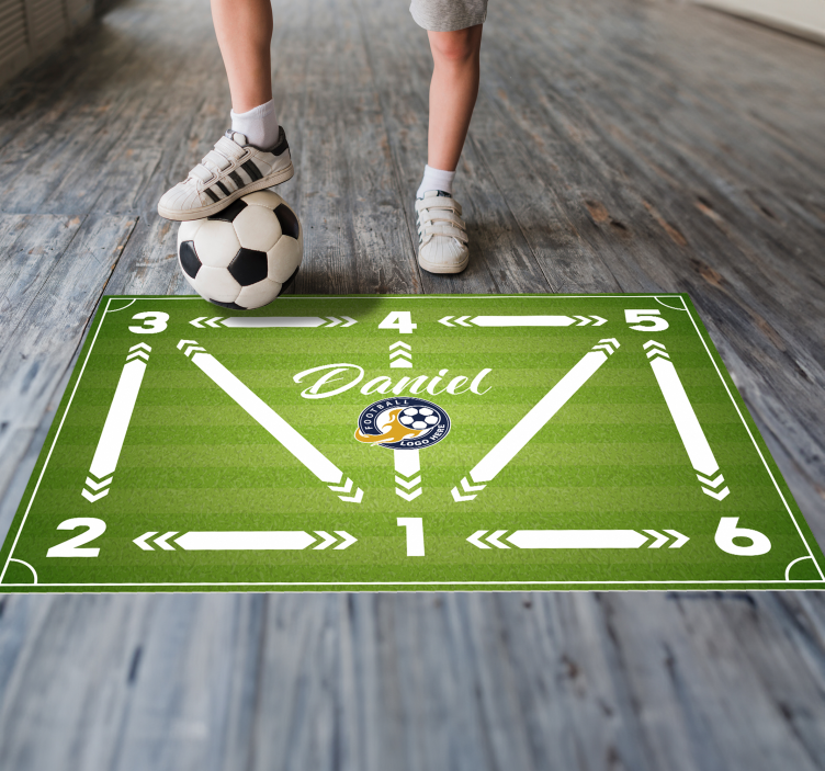 Football training rectangular vinyl rug - TenStickers