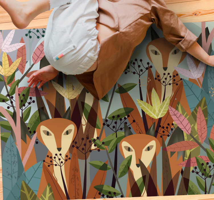 Forest fauna art animal vinyl rug - TenStickers