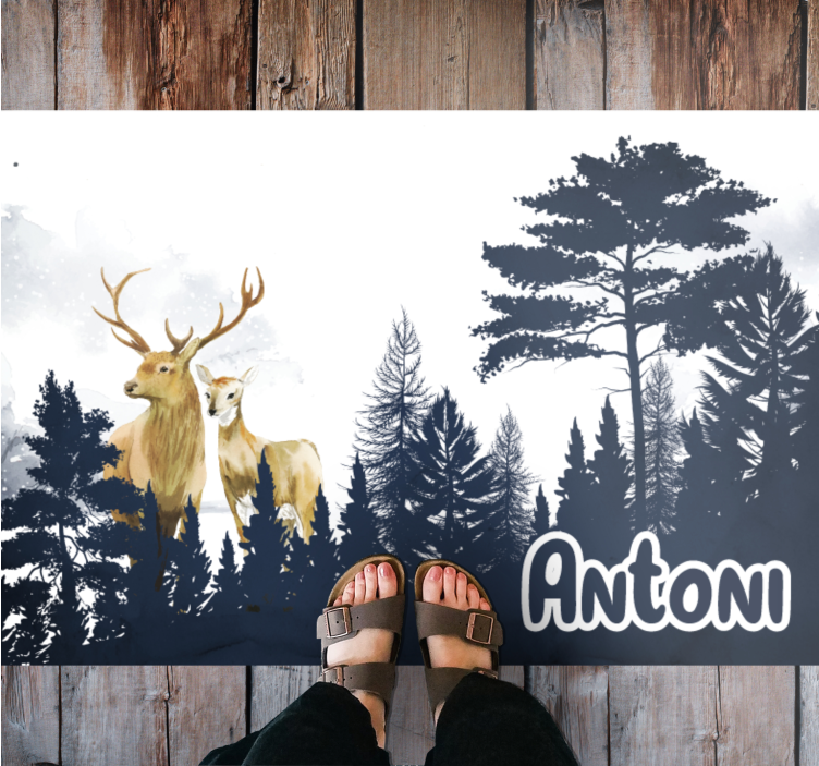 Forest Fauna Silhouette custom vinyl rug - TenStickers