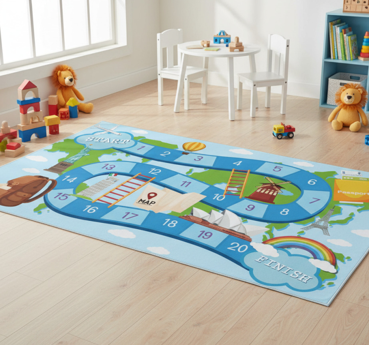 Game vinyl rug board game around the world - TenStickers
