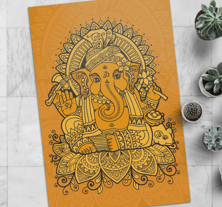 Ganesh Illustration ethnic vinyl rug - TenStickers