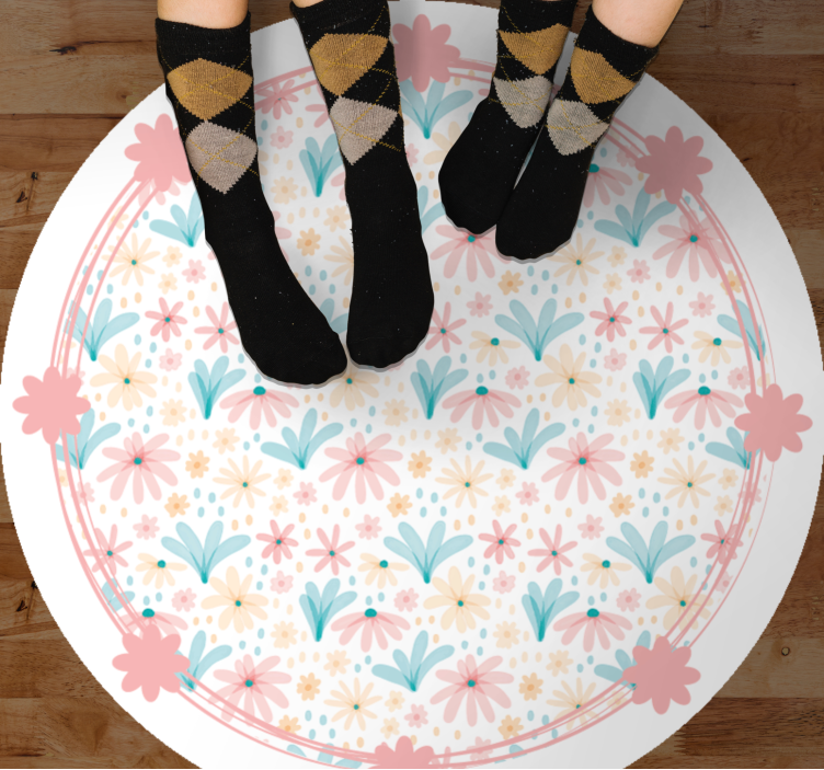 Gentle Bloom Motif floral vinyl rug - TenStickers