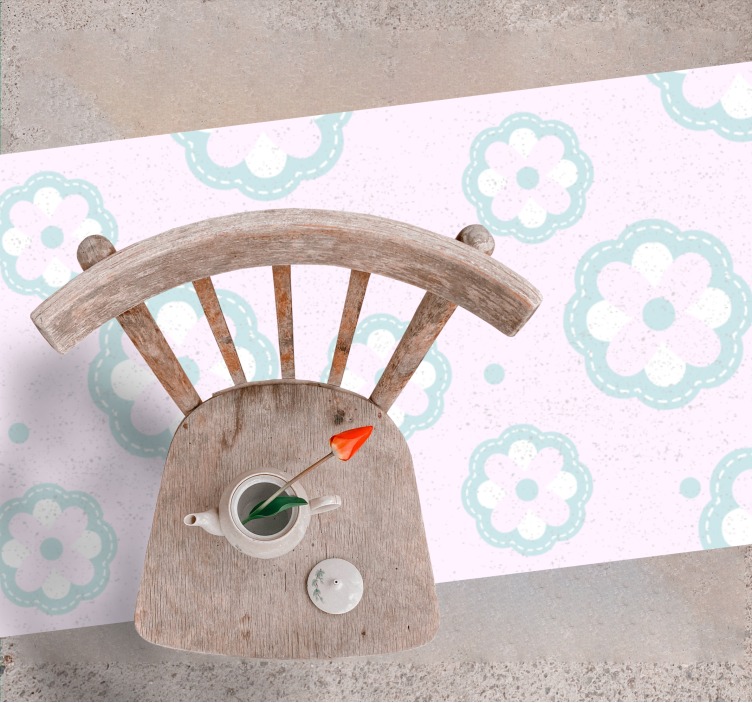 Soft Floral Motif kids vinyl rug - TenStickers