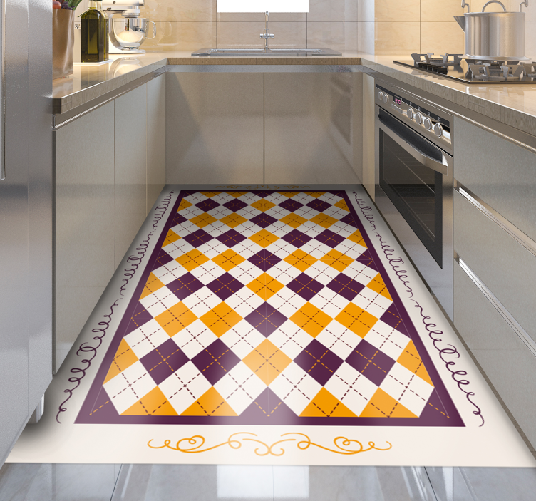 Geometric Chevron Motif tile vinyl rug - TenStickers
