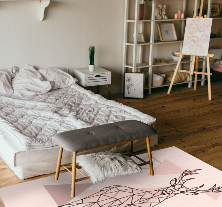 Geometric deer art bedroom vinyl rug - TenStickers