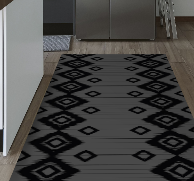 Black diamond design kitchen vinyl rug - TenStickers