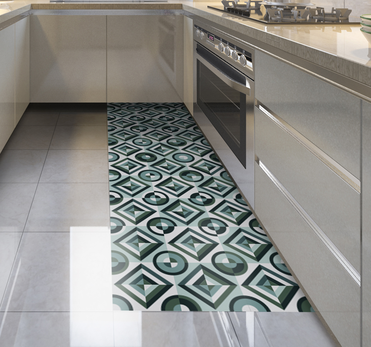Geometric Kitchen Runner tile vinyl rug - TenStickers