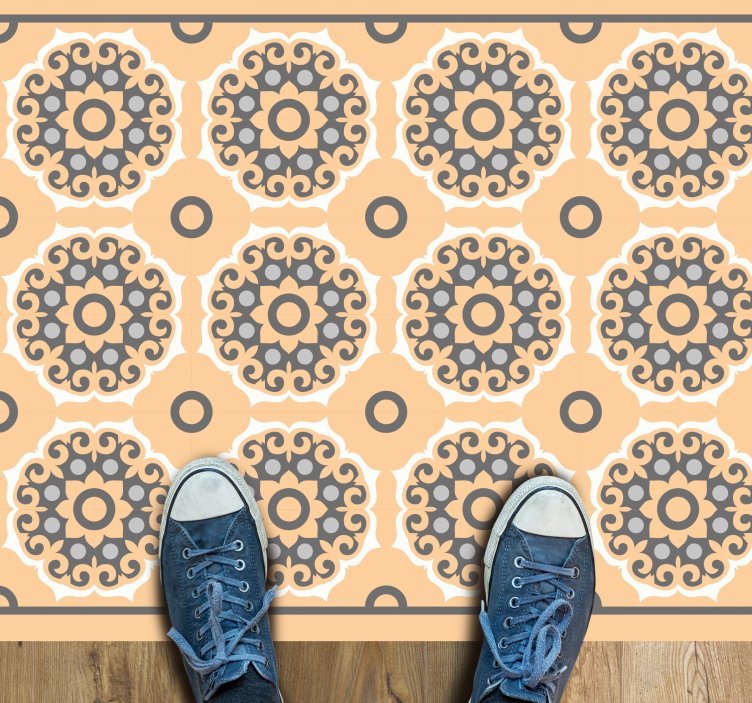 Geometric Mandala Motif tile vinyl rug - TenStickers