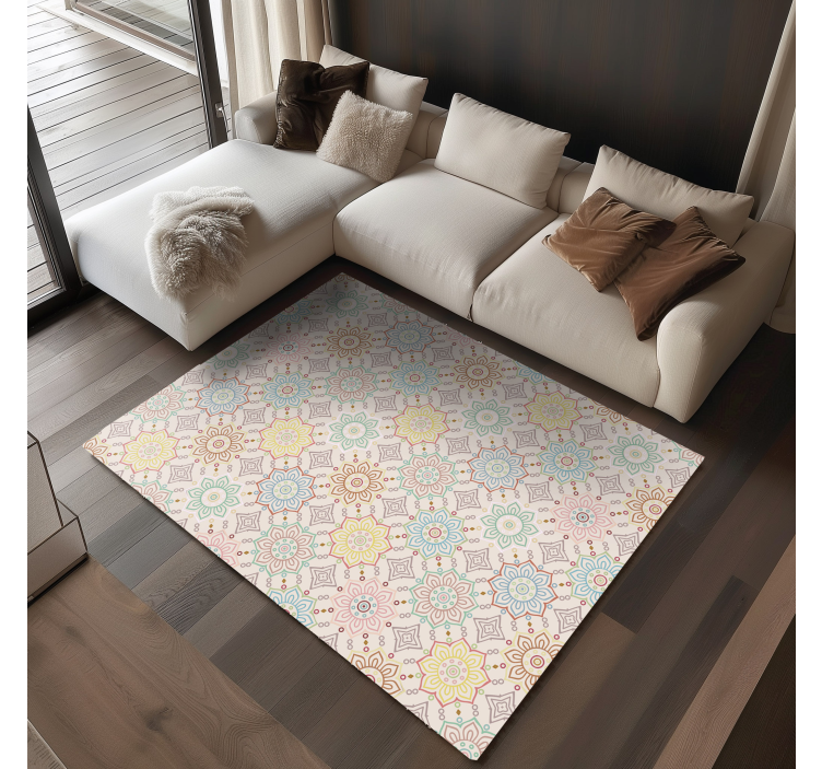 Geometric mandala pattern floral vinyl rug - TenStickers