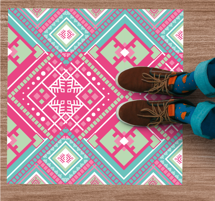 Pink tribal motif ethnic vinyl rug - TenStickers
