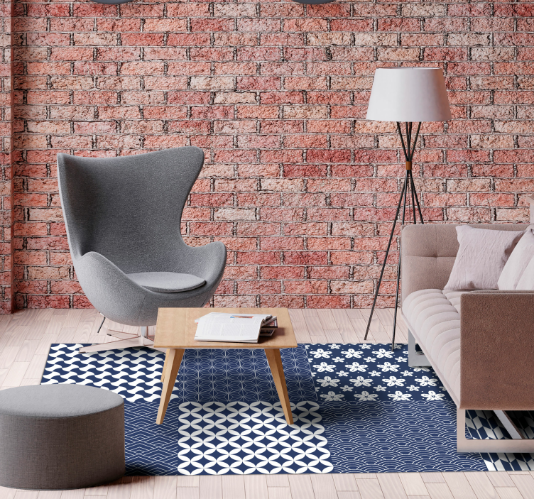Geometric vinyl rug in geometric tile design - TenStickers