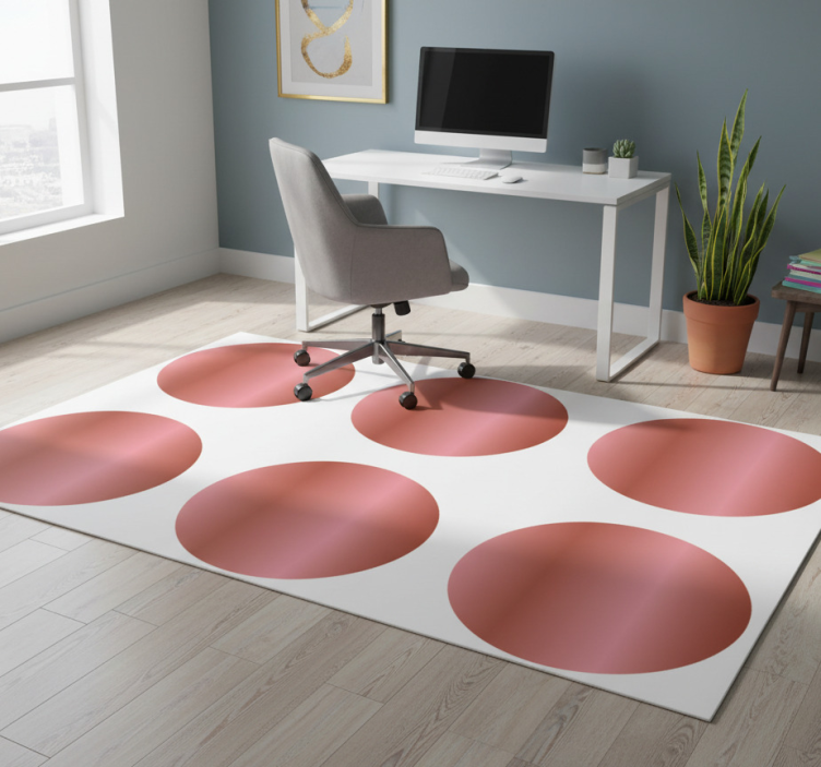 Geometric vinyl rug in rose gold polka dot - TenStickers