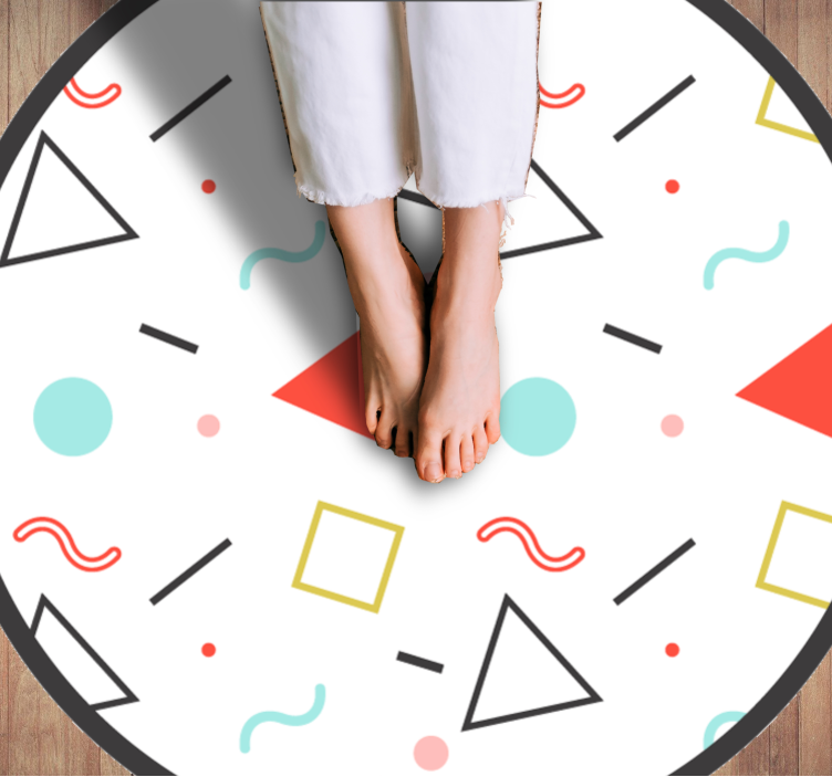 Geometric vinyl rug in vibrant colorful shapes - TenStickers