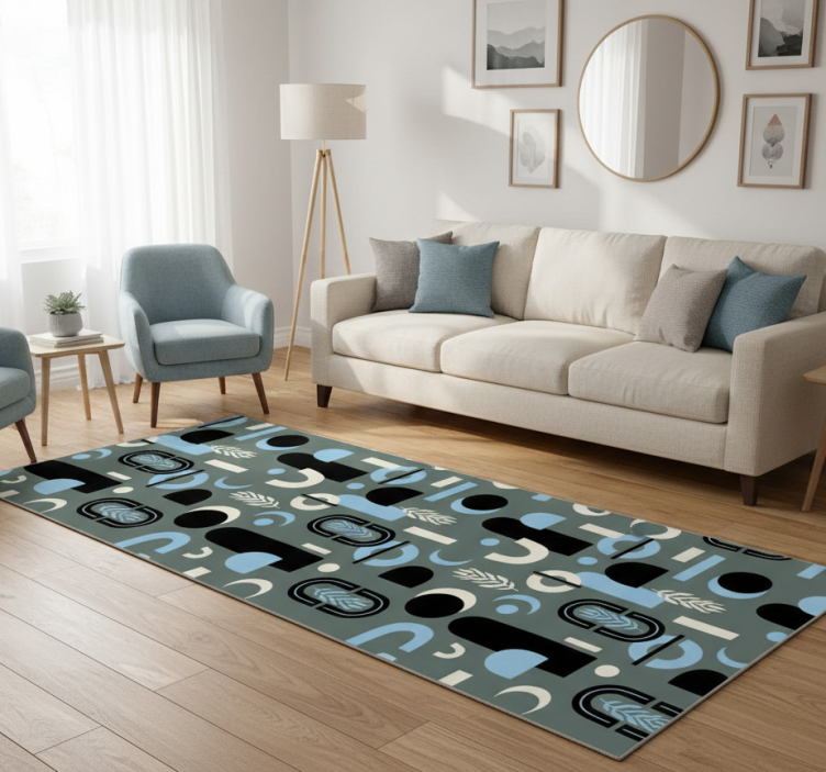 Geometric vinyl rug with abstract shape design - TenStickers