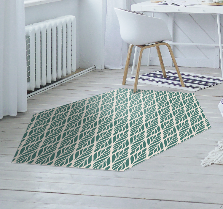 Geometric vinyl rug with leaf pattern - TenStickers
