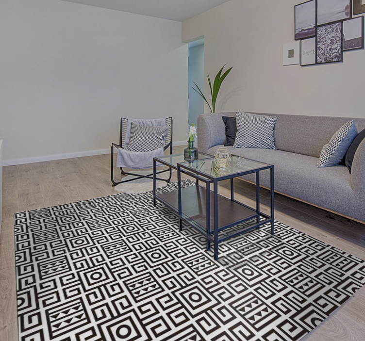 Geometric vinyl rug with pattern contrast - TenStickers