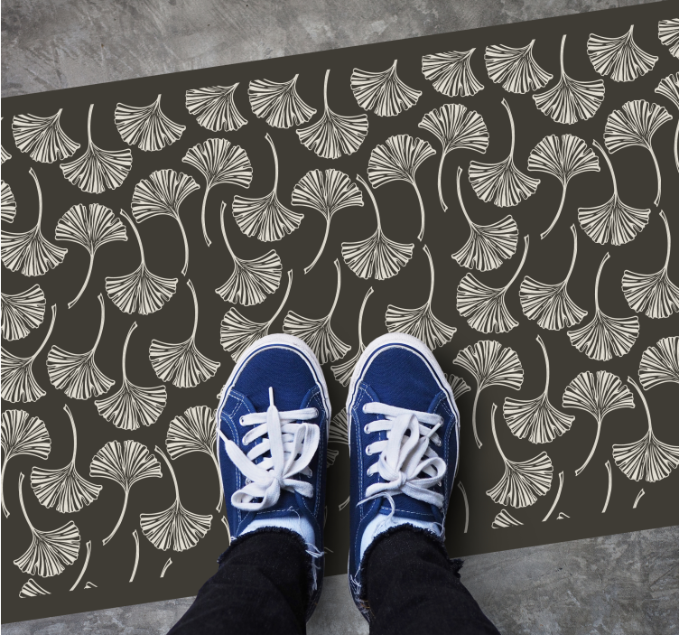 Ginkgo Leaf Motif floral vinyl rug - TenStickers