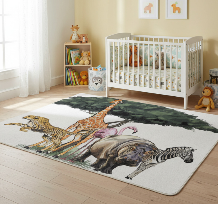 Giraffe family safari animal vinyl rug - TenStickers