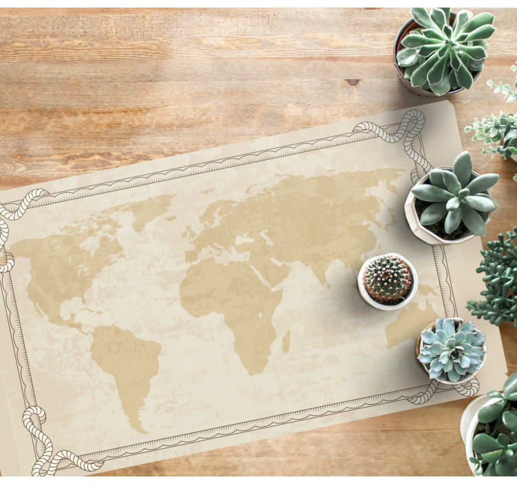 Global golden art world map vinyl rug - TenStickers
