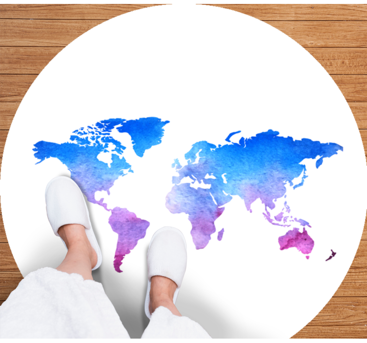 Circular watercolor texture. world map vinyl rug - TenStickers