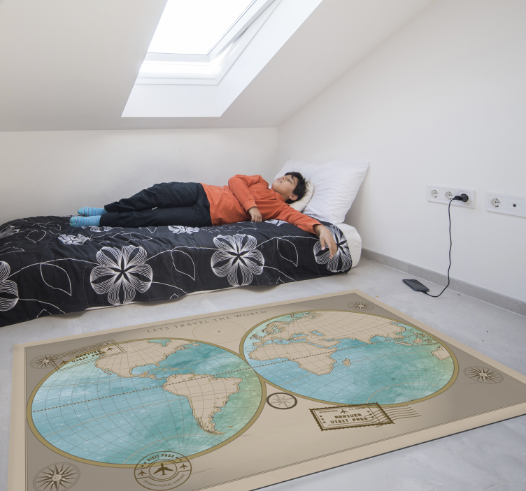 Global Map Decoration world map vinyl rug - TenStickers