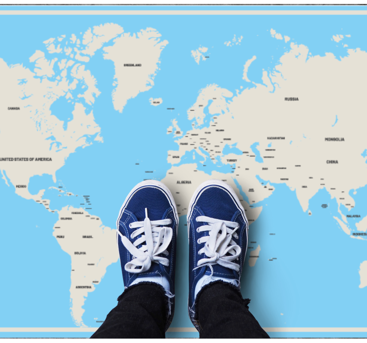 Global simple design world map vinyl rug - TenStickers