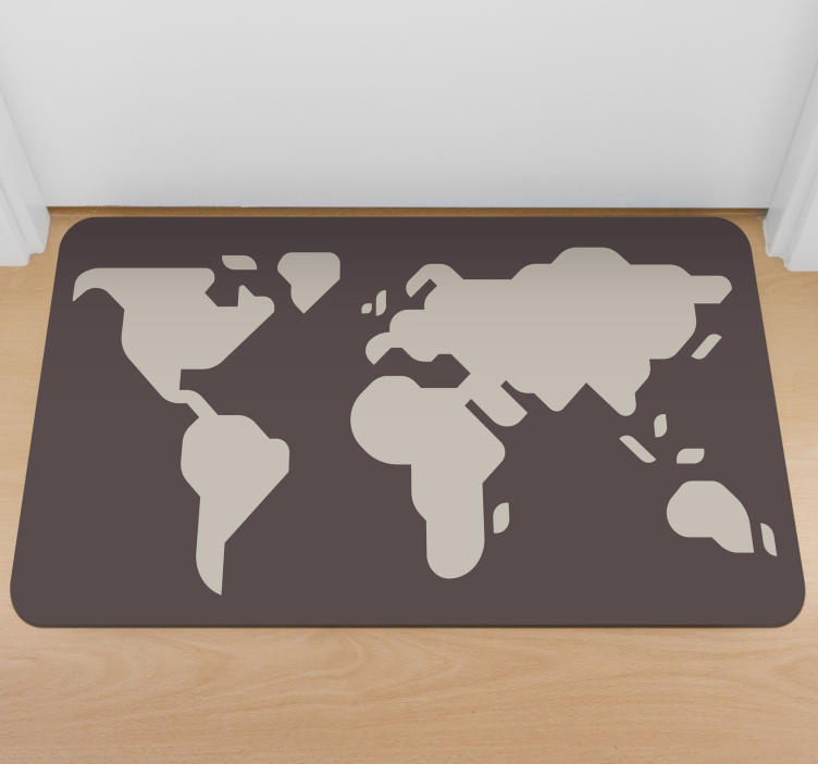 Beige and grey motif world map vinyl rug - TenStickers