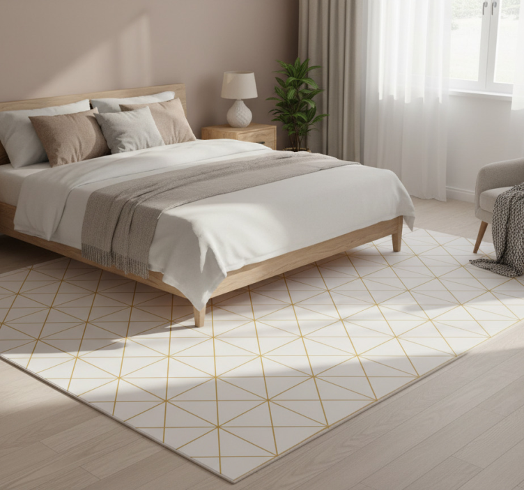 Gold geometric bedroom vinyl rug - TenStickers