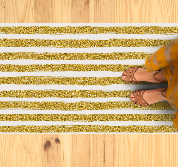Golden Glitter striped vinyl rug - TenStickers